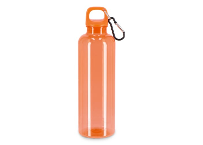 Bouteille promotionnelle 750ml avec mousqueton Noa R-PET Transparent Orange